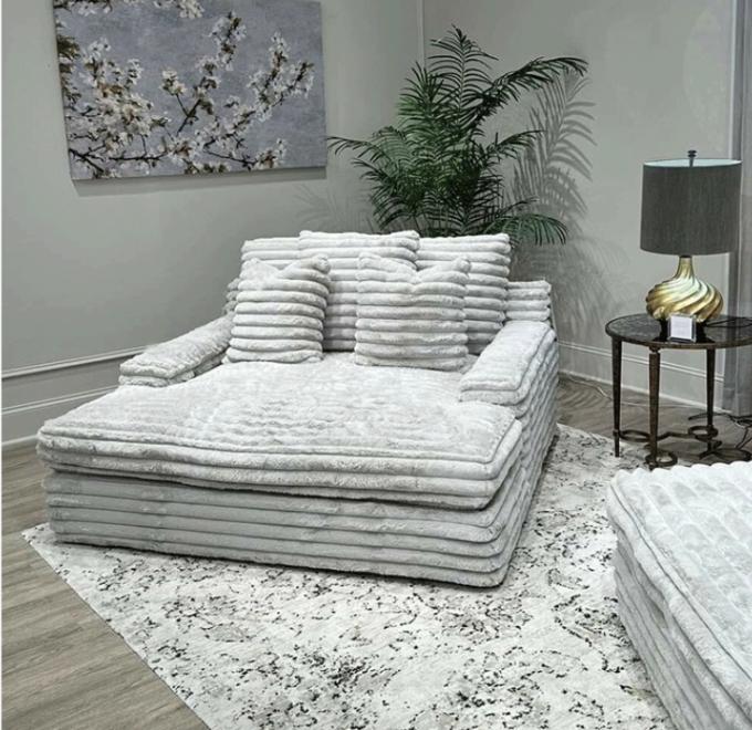 Sofá Chaise Lounge Loveseat Moderno em Tecido de Veludo Cotelê para Sala de Estar Contemporânea com Entrega Porta a Porta 9