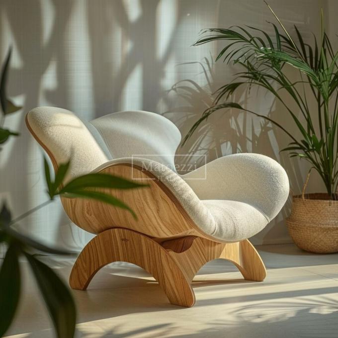 Mobili para Casa Sofá de Luxo Italiano Leve Sala de Estar Cadeira de Braço com Estrutura de Madeira Maciça Cadeira de Braço com Perna de Carvalho e Tapete de Linho 5