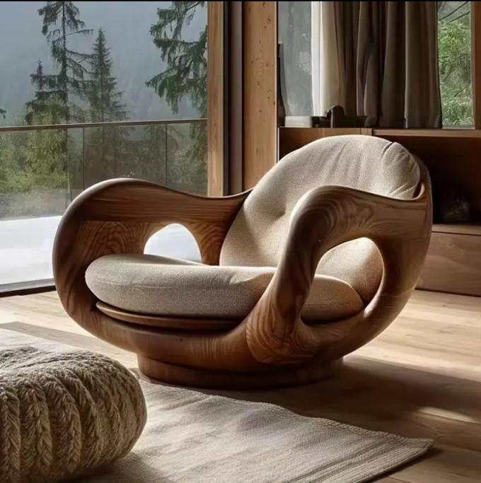 Hotel Reclining Tipo 1 de estilo italiano Sofá de madeira sólida Cadeira Creative Convertible Primeira Classe Cabine Log Design 6