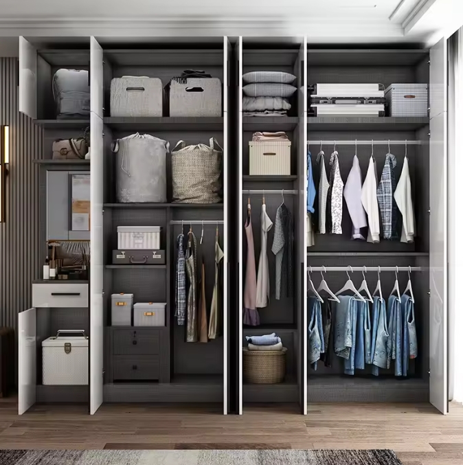 Customizado Moderno 2 Portas MDF Roupas de madeira Guarda-roupa Para quarto Extensivel Funcional 2