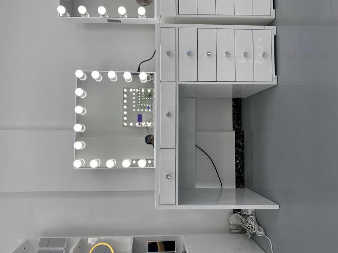 Y Packing Modern Dressing Table With Light Mirror Bedroom Vanity Dresser Make-up Desktop Led Mirrors Set Drawers Dresses 4