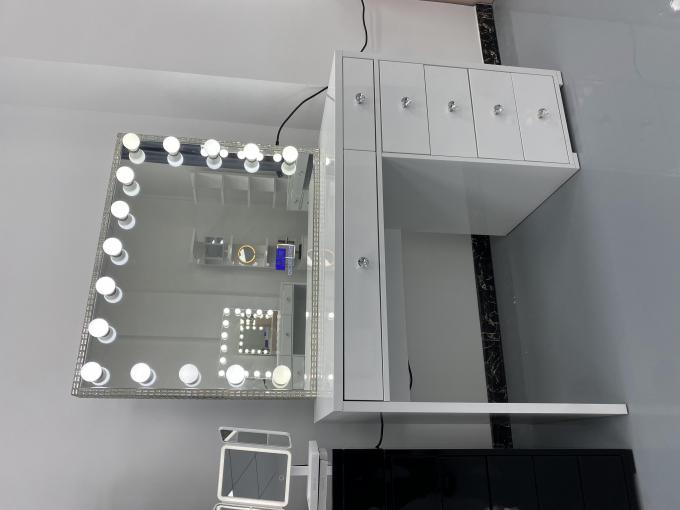 Y Packing Modern Dressing Table With Light Mirror Bedroom Vanity Dresser Make-up Desktop Led Mirrors Set Drawers Dresses 9
