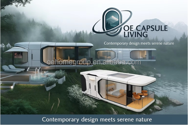 Casa pré-fabricada Hotel de luxo Vila modular 2 quartos Casas pré-fabricadas Espaço pré-fabricado Capsula Cabanas pré-fabricadas 3