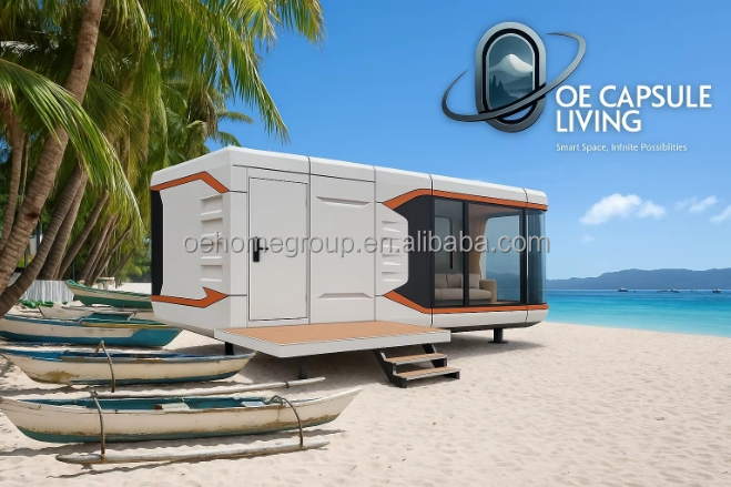 Casa pré-fabricada Hotel de luxo Vila modular 2 quartos Casas pré-fabricadas Espaço pré-fabricado Capsula Cabanas pré-fabricadas 4