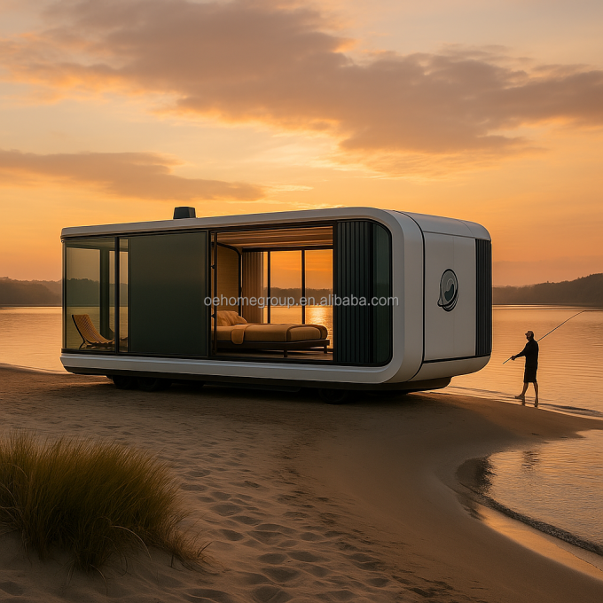 Casa pré-fabricada Hotel de luxo Vila modular 2 quartos Casas pré-fabricadas Espaço pré-fabricado Capsula Cabanas pré-fabricadas 7