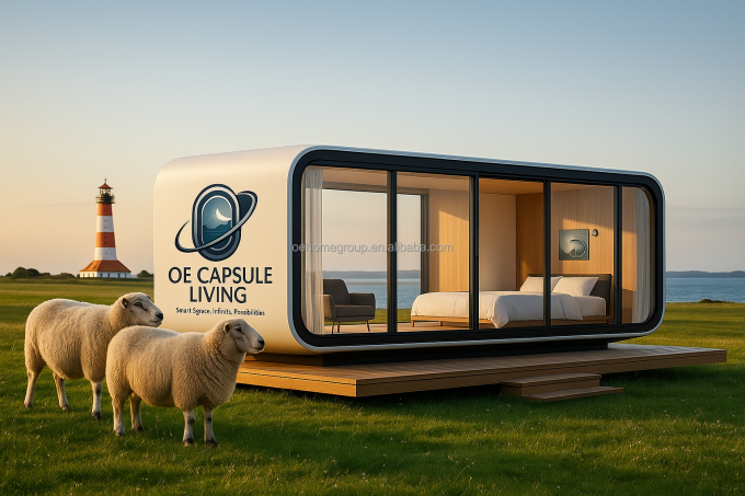 Casa de contêiner de transporte moderna de luxo de 20 pés, pequena estrutura de aço pré-fabricada residencial para hotéis, vilas e espaço de apartamentos 4