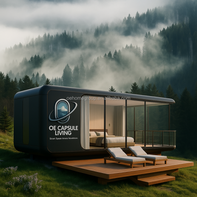 Casas modulares pré-fabricadas de luxo Holiday Resort Hotel Apple Cabin Capsule House 4
