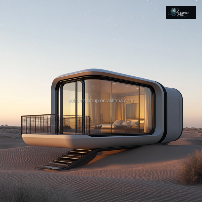 Casas modulares pré-fabricadas de luxo Holiday Resort Hotel Apple Cabin Capsule House 6