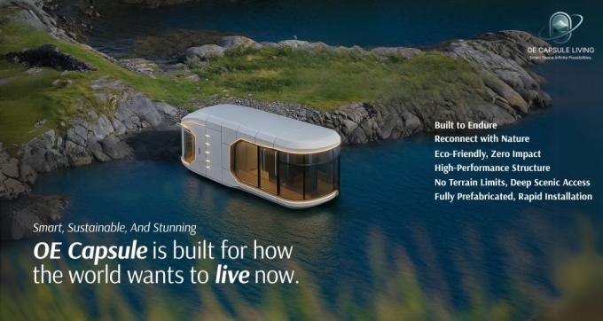 Quarto de Luxo Sala de Estar Moderno Pré-fabricado Smart Tiny Space Capsule Mobile Modular Container Capsule House Hotel 0