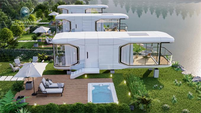 Quarto de Luxo Sala de Estar Moderno Pré-fabricado Smart Tiny Space Capsule Mobile Modular Container Capsule House Hotel 1