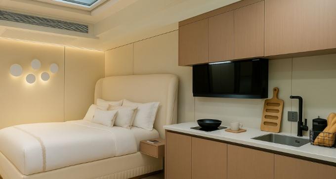 Quarto de Luxo Sala de Estar Moderno Pré-fabricado Smart Tiny Space Capsule Mobile Modular Container Capsule House Hotel 8