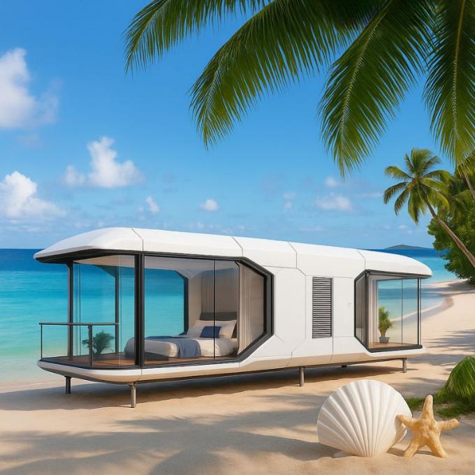Quarto de Luxo Sala de Estar Moderno Pré-fabricado Smart Tiny Space Capsule Mobile Modular Container Capsule House Hotel 14