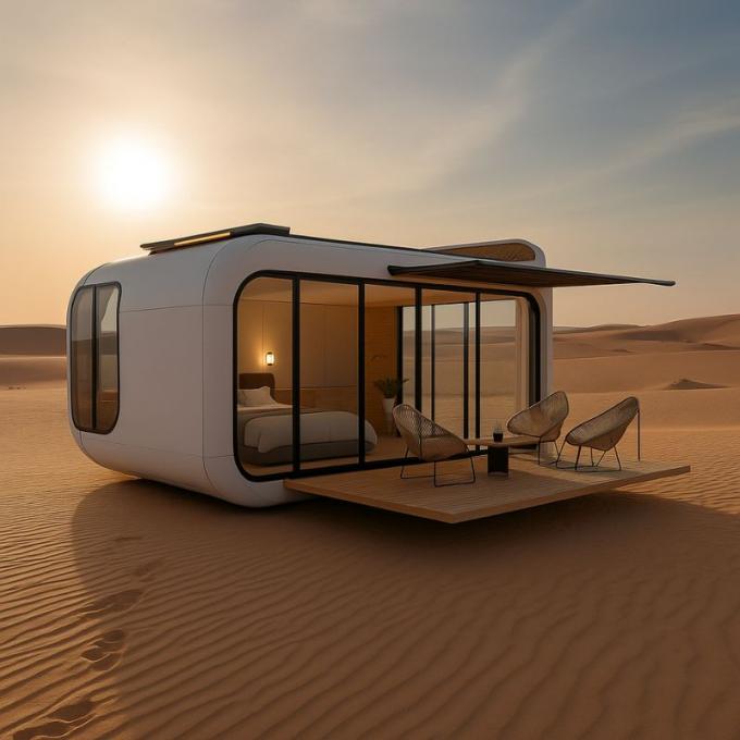 Quarto de Luxo Sala de Estar Moderno Pré-fabricado Smart Tiny Space Capsule Mobile Modular Container Capsule House Hotel 16