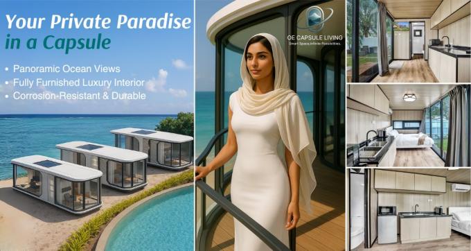 Quarto de Luxo Sala de Estar Moderno Pré-fabricado Smart Tiny Space Capsule Mobile Modular Container Capsule House Hotel 24