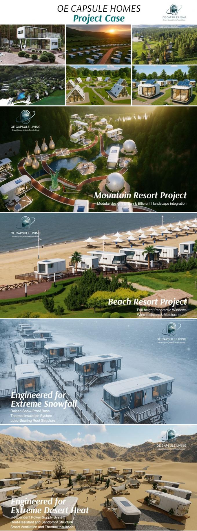 Quarto de Luxo Sala de Estar Moderno Pré-fabricado Smart Tiny Space Capsule Mobile Modular Container Capsule House Hotel 25