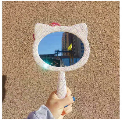 Espelho de mão de pedra brilhante de alta qualidade para maquiagem de menina no estilo de design Morden