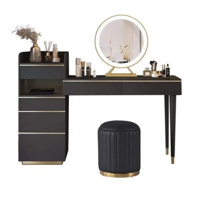 Mesa de vestiário de quarto Desenho de vestiário moderno com espelho LED e caixotes de painel MDF