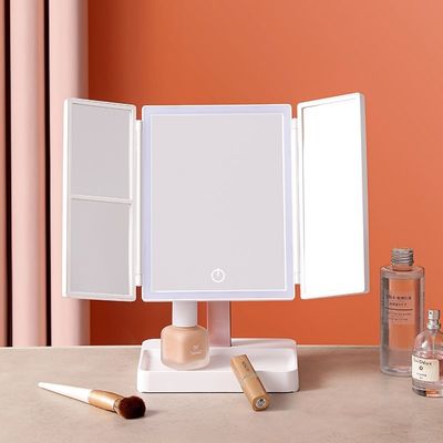 Triplo de vaidade Iluminado Magnificação Espelho Cosmético ABS Plástico