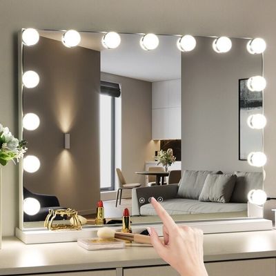 Grande espelho de Hollywood e luzes 50x de ampliação para maquiagem em casa