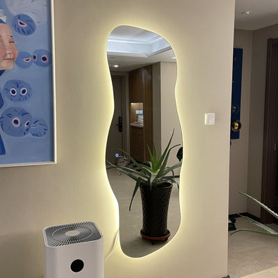 Lâmina de fundo assimetrica de luz alta de espelho iluminado comprimento do piso personalizado