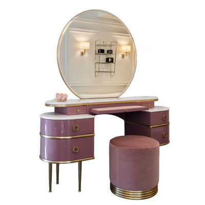 Lâmpadas do quarto Small Vanity Desk Rosa Mesa Com Esfregaço Plaid Design