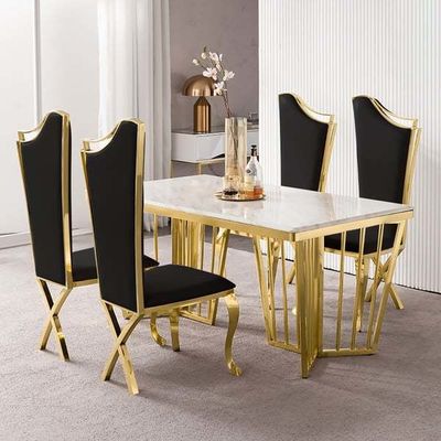 Mesa de jantar personalizada de mármore de ónix cadeira de escritório de estrutura de pedra de mármore de aço