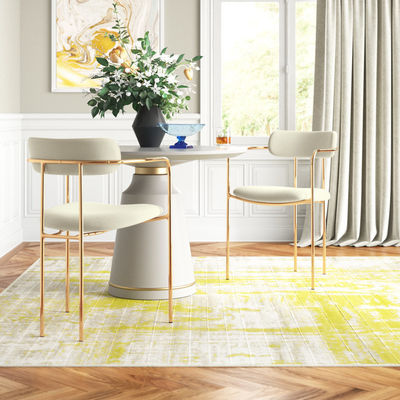 Conjunto Contemporâneo de Dinette Redondo Cadeira de Braço Acolchada de Veludo Para Casa