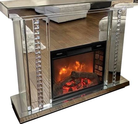 Mobiliário elétrico de cristal flutuante de madeira espelhado Chaminé Diamante triturado