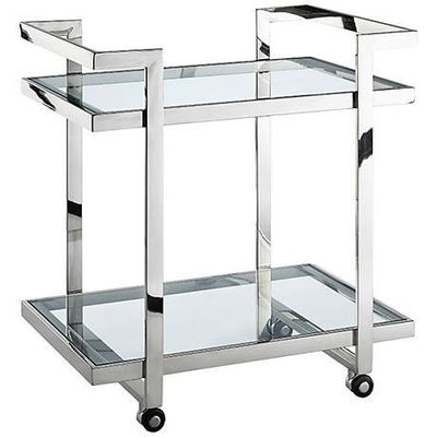 Carrinho de bar minimalista de aço inoxidável em rodas para apartamento de bebidas