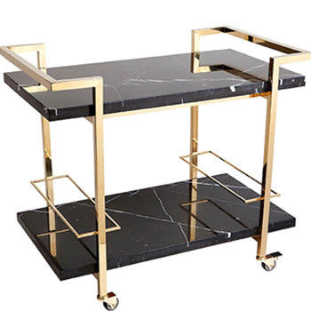 Carrinho de bebidas de mármore Trolley Negro Trolley Rattan Bar Cart