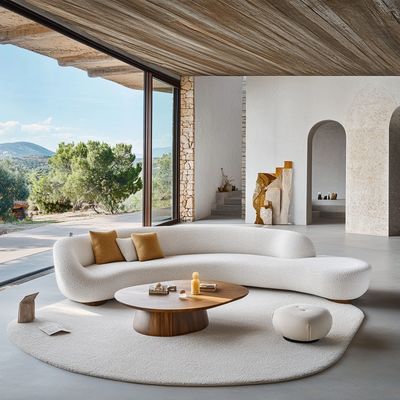 NO Sofá seccional de design moderno inflável com estilo de canto e tecido de veludo modular curvo
