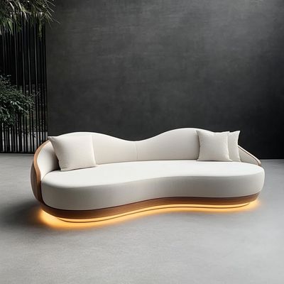 Decoração de tecido modular curvo Sofá aconchegante Sofá de canto de piso seccional Mobiliário de sala de estar moderna