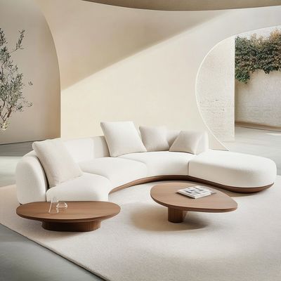 2 Sofá reclinável de cor de nozes em estilo japonês Wabi-sabi para design de sala de estar moderna e conjunto de móveis domésticos