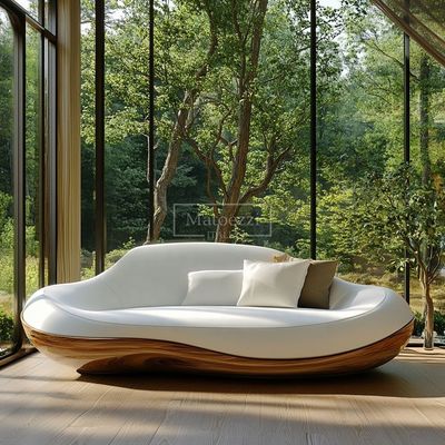 Sala de estar / móveis modernos de escritório modular de dois lugares Sofá conjunto feito de couro de madeira para decoração de casa de luxo