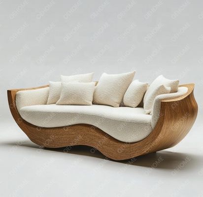 Mobiliário de jardim curvo Sala de estar Sofá de madeira com design moderno e opções personalizáveis