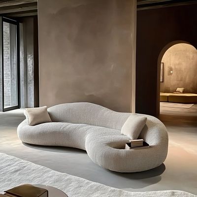 Sofá de madeira de luxo minimalista moderno Conjunto de meio círculo Designer Sofá curvo redondo para jantar Oficina de vida