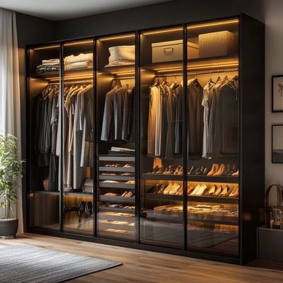 Mobiliário de Guarda-Roupa de Madeira Extensível para Design de Quarto Moderno em Foshan