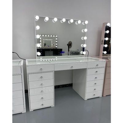 Y Packing Modern Dressing Table With Light Mirror Bedroom Vanity Dresser Make-up Desktop Led Mirrors Set Drawers Dresses