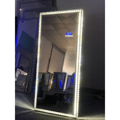 Led Light Up Full Length Floor Mirror Para Sala de Dormir Salão de Vaidade Cristais