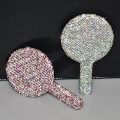 Espelho de pedra de rhinestone de círculo rosa claro para aplicações de maquiagem e maquiagem em movimento