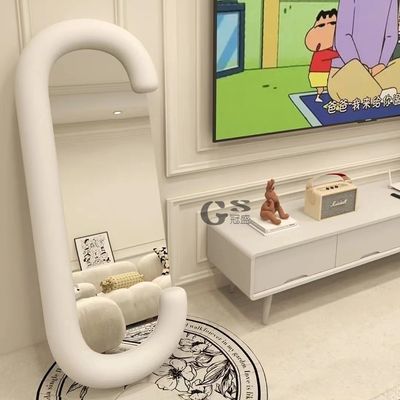 Espelho LED de piso de comprimento inteiro para decoração de banheiro na sala de estar
