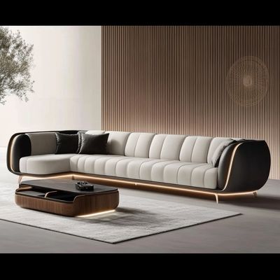 Sofá Moderno Estofado de 2 e 3 Lugares, Luxo Leve, Sala de Estar, Sofás Loveseat, Conjunto de Sofás de Couro, Mobiliário