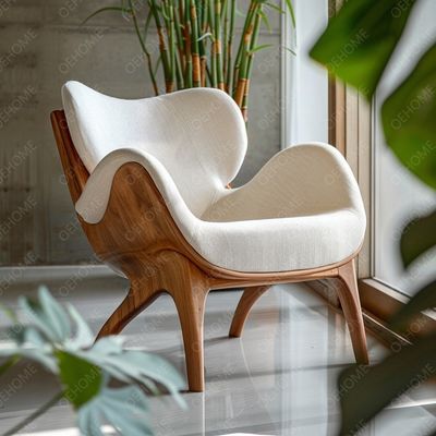 Mobili para Casa Sofá de Luxo Italiano Leve Sala de Estar Cadeira de Braço com Estrutura de Madeira Maciça Cadeira de Braço com Perna de Carvalho e Tapete de Linho