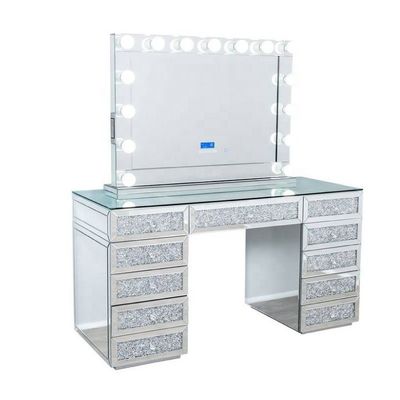 Mesa de Maquilhagem Moderna em Carvalho com Toucador com Espelho Iluminado e Arrumação
