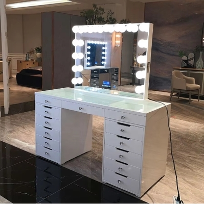 Espelho de maquiagem de vaidade com luzes Espelho cosmético com 15 lâmpadas LED dimmables