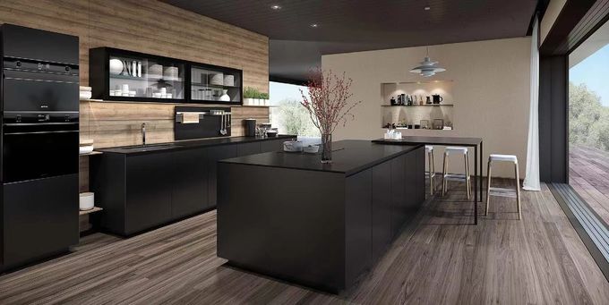 ISO9001 Armários de cozinha pré-fabricados de madeira moderna Solução montada 0