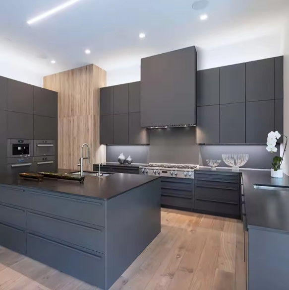 Armários de cozinha de madeira modulares com carcaça de cartão de melamina 0
