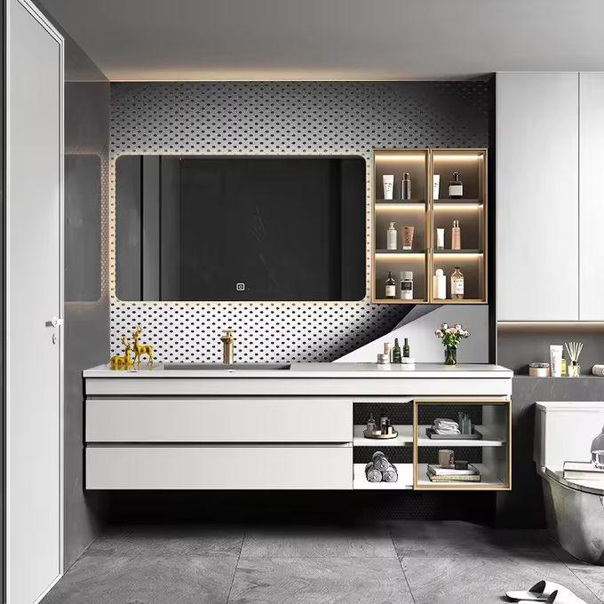 Quarto de guarda banheiro flutuante unidade de lava-louça de banheiro montada na parede 1